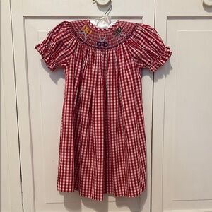 Red Gingham Back to School Smocked Dress